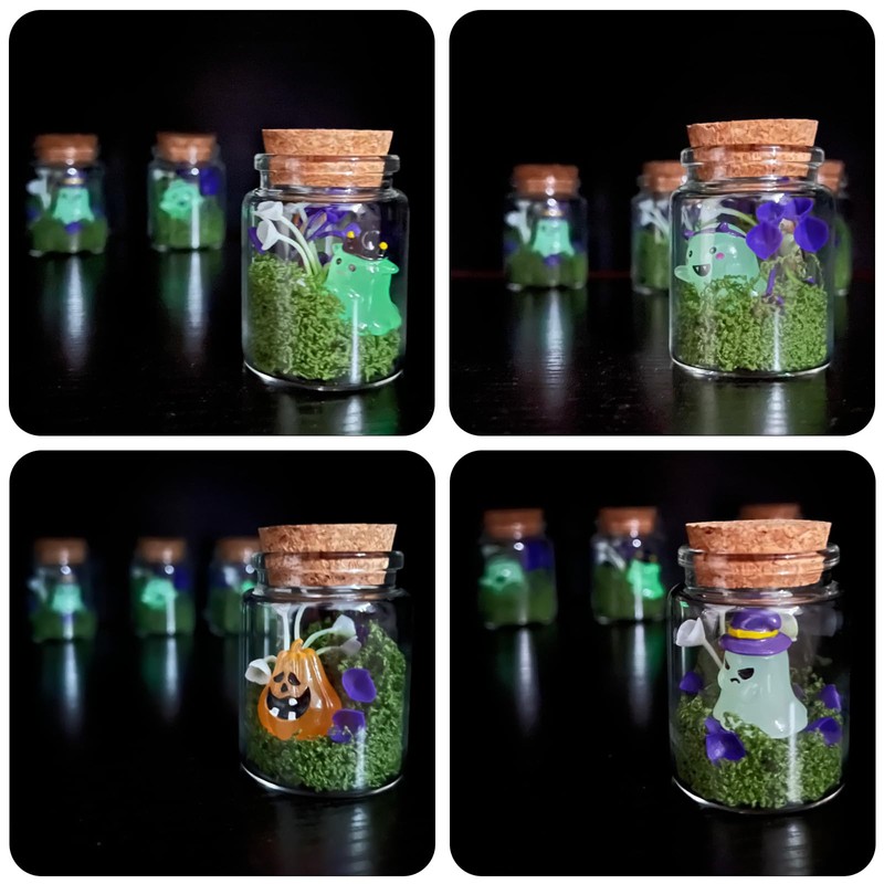 4 SET,Halloween Decor, Glow-in-the-Dark Ghost in a Jar, Halloween Party