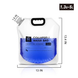24/7 BAGS 8 Pack Collapsible Water Container Bag 1.3 Gallon/5 Liter, Heavy Duty with Carry Handles, Hikes, Trips, Weather Emergencies, and More, Foldable Water Bag
