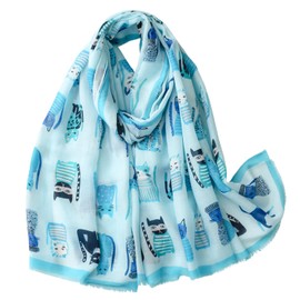 kinaviola Women's Scarf, Large Stole, Shawl, Cat, Cat, Scarf, Haori, Autumn, Spring, Summer, All Seasons, Formal Gift, Gift, blue (light)