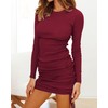 BTFBM Women's 2023 Long Sleeve Ruched Mini Bodycon Dress Sexy