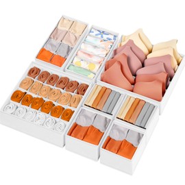 Criusia Drawer Organizer Clothes with Dividers, 8 Pack Dresser Organizer Bins for Nursery Bedroom, Closet Organization and Storage Dividers for Clothing, Baby Clothes, Underwears, Socks (White)