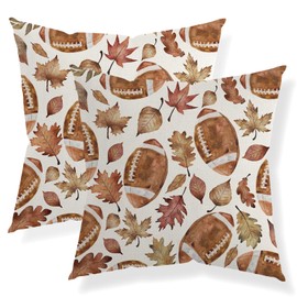 QANOK Fall Pillow Covers 20x20 Set of 2, Football Decor Maple Leaf Throw Pillows Holiday Outdoor Autumn Thanksgiving Decorative Farmhouse Cushion Case Fall Decorations for Home Couch Sofa