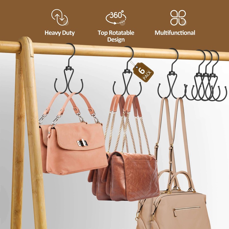 ZEDODIER 6 Pack Purse Hanger Bag Organizer for Closet, Heavy