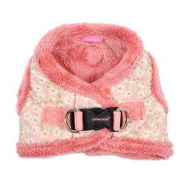 Pinkaholic New York Kalina Vest Dog Harness Step-in Warm Winter Flower Pattern for Small Dog, Indian Pink, Small