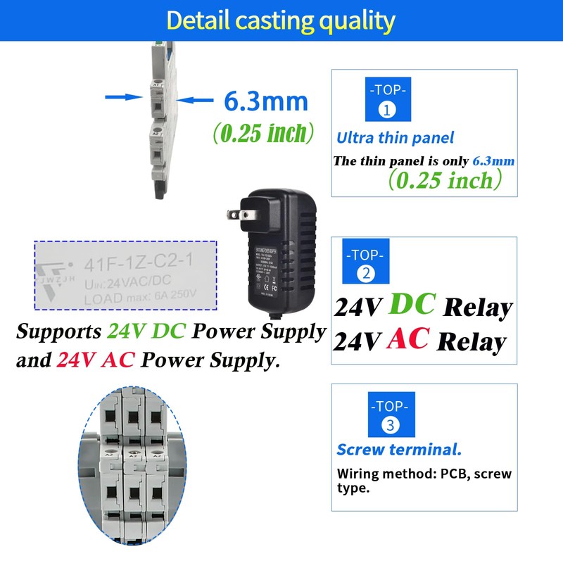ZJWZJH 10Pcs Miniature Electromagnetic Relay 24V Coil DC/AC; Signal for