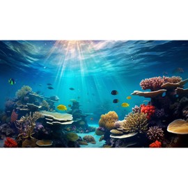Riivvdise Coral Reef Fish Tank Background Under The Sea Aquarium Background Ocean Floor Terrarium Background Deep Ocean Reefs Sunray Tropical Fish Aquarium Backdrop Underwater Tank Background 30x18in