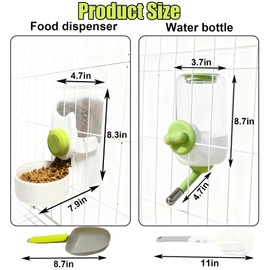 Rabbit Gravity Feeder Waterer Set Automatic Guinea Pig Food Water Dispenser Food Water Bowl Feeding Station for Puppy Kitten Guinea Pigs Chinchilla Hedgehog Small Animals (Green)