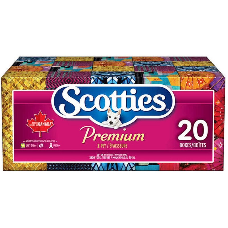 Scotties Premium 2 Ply Facial Tissues 126 Count (Box of