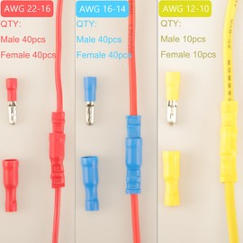 180pcs Bullet Connectors Male and Female, Bullet Terminals Wire Connectors Crimp Terminal Automotive Electrical Connectors Motorcycle Connector Butt Insulated Waterproof Electrical Connectors