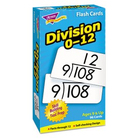 TREND ENTERPRISES: Math Skill Drill Flash Cards, Divison 0-12, Self-Checking Cards to Practice and Master, Great for Skill Building and Test Prep, 91 Cards Included, Ages 9 and Up