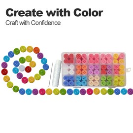 Faysazoy 250 PCS Mixed Color Resin Buttons with Needle, Thread and Storage Box, 15mm 4-Hole Sewing Buttons for Crafting, Sweaters, DIY Projects, Craft Buttons for Clothing Repair and Kids Crafts