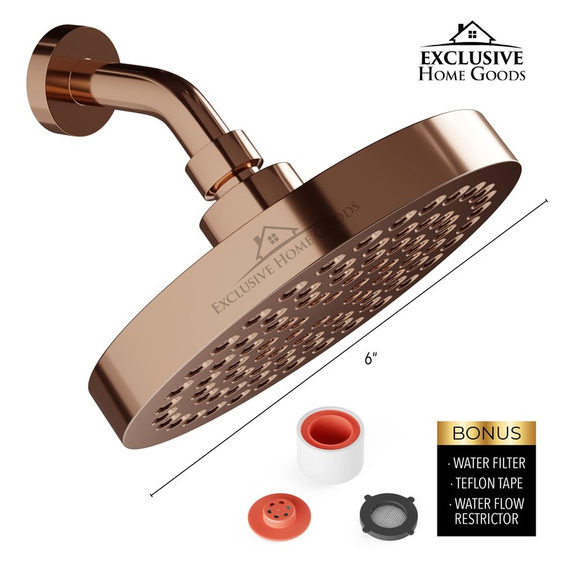 Rainfall Shower Head - 6" High Pressure Shower Heads -