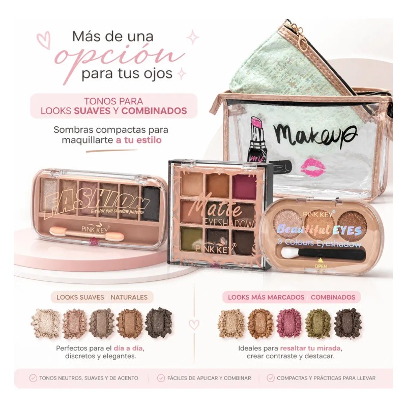 Kit De Maquillaje 2 Cosmetiquera Brochas Sombras Gloss Blush