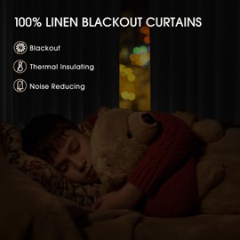 CAPALOCA Beige White Linen Pinch Pleated Curtains Blackout 100% Black Out Curtains 96 Inches Long 2 Panels Pinch Pleat Curtains with Hooks, Thermal Insulated Blackout Curtains for Bedroom, 40Wx96L