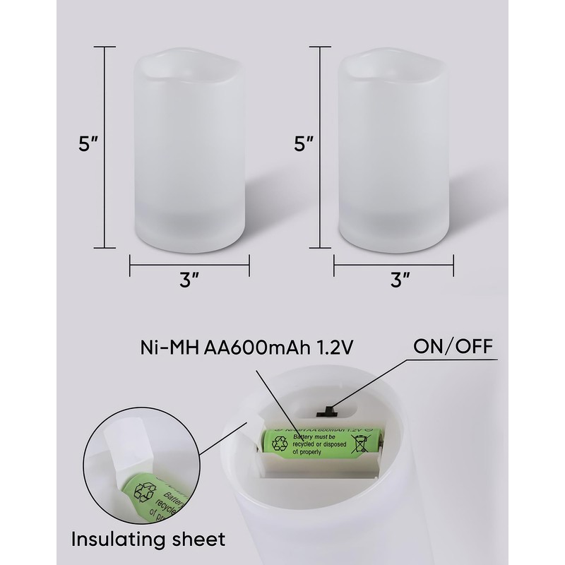 Homemory Solar Candles Outdoor Waterproof, Rechargeable Candles, Solar Powered Flameless