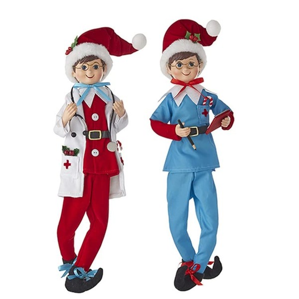 RAZ Imports 2022 Healthcare Heroes 16" Posable Doctor and Nurse