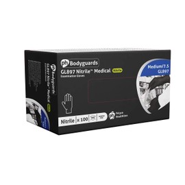 Medium ORIGINAL Polyco Bodyguards GL8972 Disposable Black Nitrile Examination Gloves | Medical | Industrial | Hair, Beauty | Food | Janitorial | Powder Free | Latex Free | 1 Box of 100