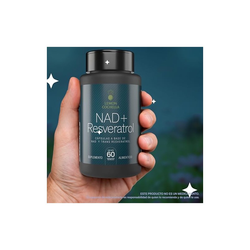 NAD Resveratrol - Suplemento alimenticio, 60 Capsulas de 500mg.