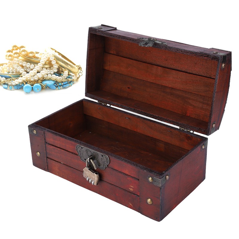 Vintage Wooden Storage Box Retro Hand Made Exquisite Jewelry Craft