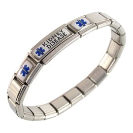 Gadow Jewelry Kidney Disease Medical ID Alert Bracelet for Men or Women Stainless Steel Awareness