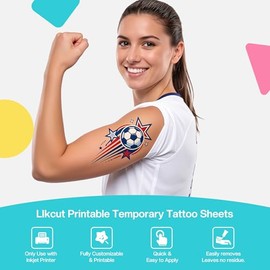 Likcut Papel para Tatuajes Temporales Imprimible - 8.5"x11" para Impresora de Inyección de Tinta, Kit de 10 Hojas para Tatuajes Personalizados en Casa