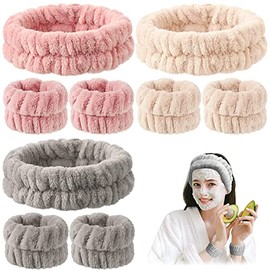 9 Piezas Diadema de Spa Facial, Muñequeras Absorbentes para Lavar la Cara, Toallas de Muñeca, Bandas de Sudor, Bandas de Lavado de SPA, Bandas para el