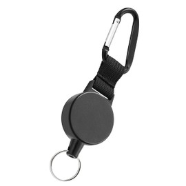WEBBOMB Key Roll Key Yo-Yo with 70 cm Steel Cable ID Holder Key Ring Card Holder ID Badge Reel Extendable Key Holder Band Lanyard Ski Pass Holder (Black without Logo)