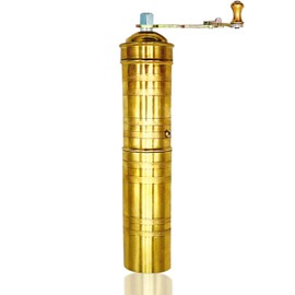 Handmade Brass 9 Inch Manual Coffee Grinder Large Pepper Mill With Handle Proper For Fresh Coffee Bean Peppercorn Grinder Brass Handle Crank With Giant Fine Refillable Grind For Flavor Turkish Style