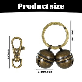 Bruislard Dog Bells for Collar Pet Tracking with Snap Clips, Made of Pure Copper Extra Loud Dog and Cat Bells for Collar Pet Supplies