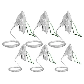 Endure Combo of Elongated Oxygen Masks with 6.8' Tubing and Adjustable Elastic Strap, 3 Pack Adult & 3 Pack Pediatric