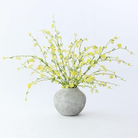 mizii 3Pcs 45" Artificial Cherry Blossom Branches Yellow Fake Silk Cherry Blossoms Flowers with Long Stem for Wedding Decorations Table Centerpieces Vase Arrangement Home Decor (Yellow)