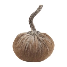 Mud Pie Velvet Pumpkin Vase Filler, 4 1/4" x 4" Dia, Taupe