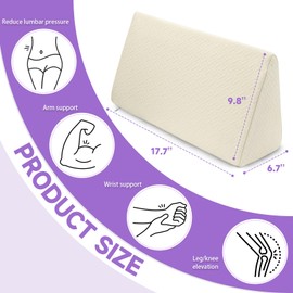 Small Wedge Pillow, Small Wedge Pillow for Sleeping, Foam Wedge for Yoga, Laptop, Memory Foam Positioning, Foam Pillow for Chair, Provide Support and Relieve Fatigue(Apricot-S)