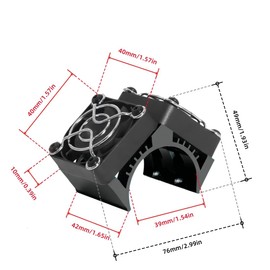 Dual 40mm RC Motor Cooling Fan 40-42mm Compatible with 1/7 1/8 Arrma Traxxas RC Car Fit 4068 4074 4082 4268 4274 Motors (Black)