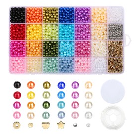 Naler 2940 pcs Cuentas de Perlas para Joyería kit de Abalorios de 24 Colores 6mm Cuentas para Bisuteria con Cuentas Espaciadoras para hacer Pulseras Collar para Niñas Adultos DIY Manualidades Decorativas