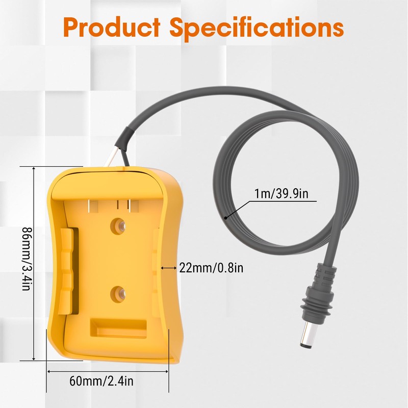 MaySpare Starlink Mini Battery Adapter, Power Cable Compatible with De.Walt