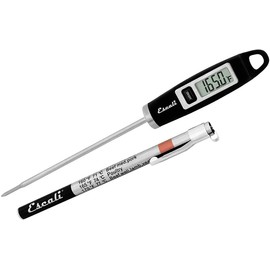 Escali Gourmet - Termómetro digital de acero inoxidable para carne con sonda de lectura rápida, funda de bolsillo con temperaturas de cocción., Negro/