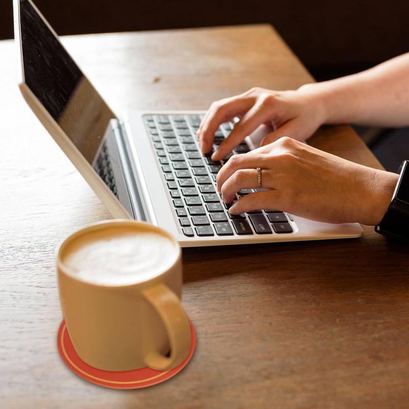 sourcing map 6 Pcs Leather Coasters, Round Drinks Coasters for