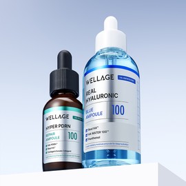 Wellage [2-piece set] Wellage Real Hyaluronic Blue 100 Ampoule (100ml) + Hyper PDRN Repair Ampoule (30ml) / [2종세트] 웰라쥬 리얼 히알루로닉 블루 100 앰플 (100ml) + 하이퍼 PDRN 리페어 앰플 (30ml)