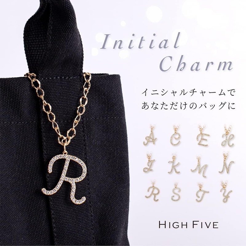 HIGH FIVE Alphabet Charm Chain Bag Charm Bling Stone Stylish,