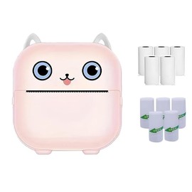 Portable Mini Printer, Portable Photo Printer with Print Paper, Bluetooth-compatible Label Printer for Ios & Android, Office Accessories, Wireless Thermal Printer with Sticky Labels, Thermal Label Maker:_Pink_one-size