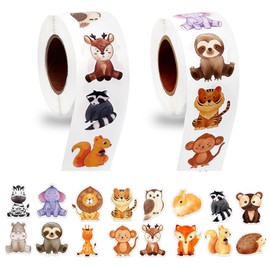 1000 PCS Forest Animal Stickers for Kids,1 Inch Reward Stickers in 16 Patterns,Teacher Supplies for Classroom,Animal Stickers Bulk for Kids,2 Rolls Motivational Stickers for Kids (Forest Animal)