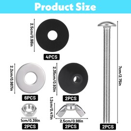 ElevateTech 2Pcs Toilet Seat Screws Waterproof Stainless Steel Toilets Tank Replacement Kit Universal Toilet Seat Bolts Kit Long Downlock Nuts Anti-Slip Gaskets Easy to Install Bathroom Repair