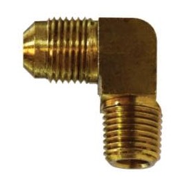 10290B 90 deg Barstock Elbow, 5/16 in Male Flared x 1/8 in Male NPTF, Brass (2 Pack)