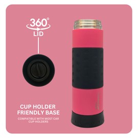 COMFORTSIP DROP 35 Temperature Regulating Portable 12oz Travel Mug - Drops Temperature 35 Degrees & Holds 4+ Hours - Leakproof Twist Lock - Pink