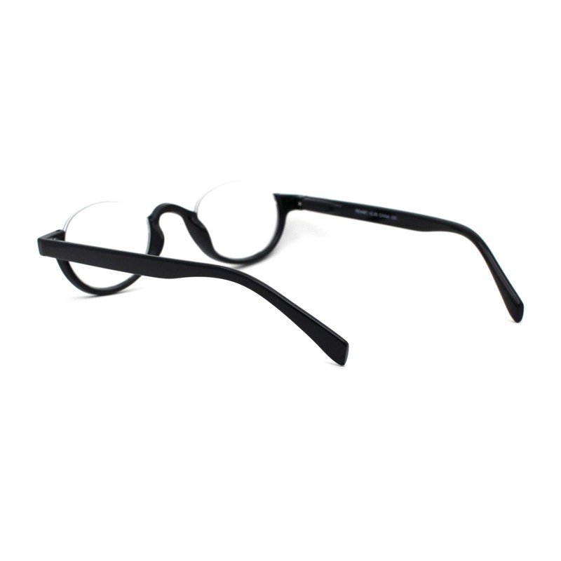 Bottom Half Plastic Rim Round Oval Powered Reading Glasses Black