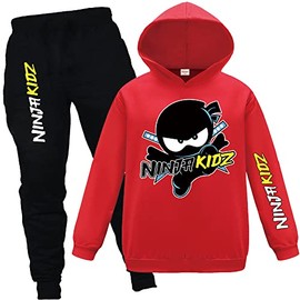 Forlcool Ninja Kidz Merch Hoodies and Pants 2pcs Tracksuits for Kids Ninja Kidz Comfortable Casual Suits (Red,7-8 Years,7 Years,8 Years)