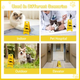 Generic Cat Vomit Caution Sign, Funny Cat Sign Decor, Yellow Plastic, 4 x 2.6 inch, Playful Style, Floor Standing, Watch Your Step