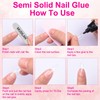 Newly Upgraded Nail Glue Gel with Remover Kit,Long-Lasting Semi Solid