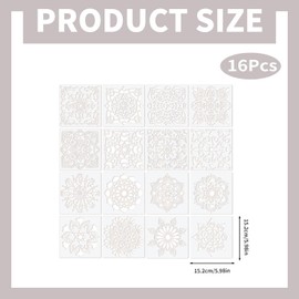 DiiWmme 16 Pieces Reusable Mandala Painting Stencils, 6x6 Inch DIY Art Stencils for Wood, Walls, Fabric, Floors, Tiles,Great for Crafts, Scrapbooking and Home Decor